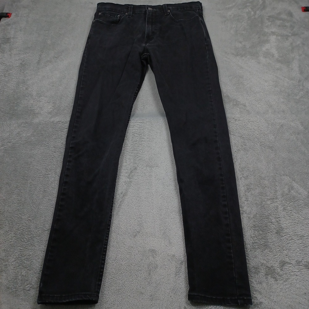 Levis 512 Jeans Mens 32x34 Black Denim Tapered Fit Distressed Casual